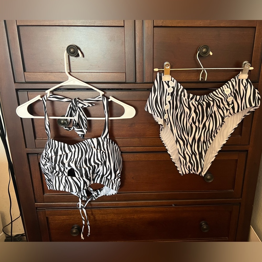 Rosegal zebra pattern two piece bathing suit